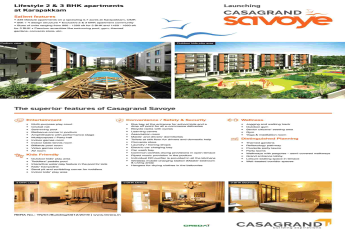 Book lifestyle 2 & 3 BHK apartments at Casagrand Savoye in Chennai